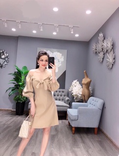 Váy đũi cổ nơ tay bồng