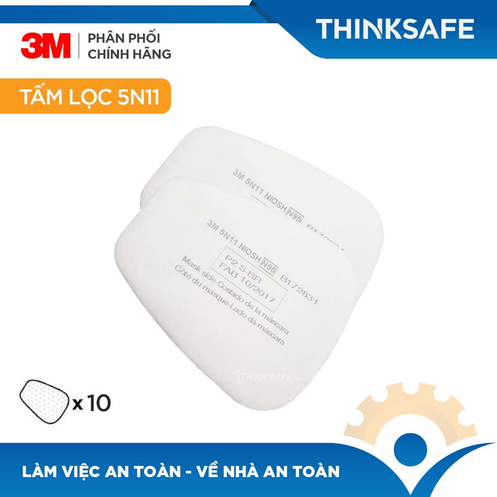 10 Tấm lọc bụi 3M 5N11 lọc bụi mịn, phòng dịch, chống giọt bắn, tia bắn, dùng cho phin lọc 3M chính hãng - THINKSAFE