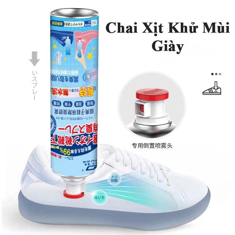 Xịt khử mùi giày, công thức Nano Bạc, loại bỏ mùi hôi, vi khuẩn trong giày, mũ bảo hiểm, không gây kích ứng da, 260ml