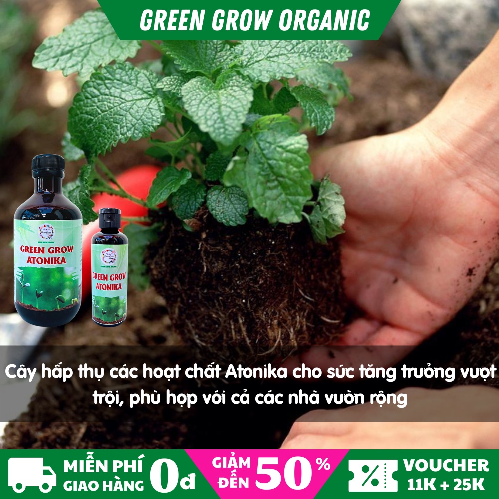 Phân bón lá Atonika Green Grow Organic - Thuốc kích rễ Atonik kích thích sinh trưởng kích hạt giống rau nảy mầm MS119