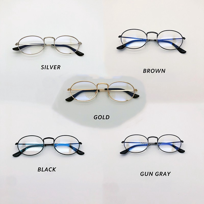 Kính Mát Chống Tia UV400 Hình Oval Gọng Kim Loại