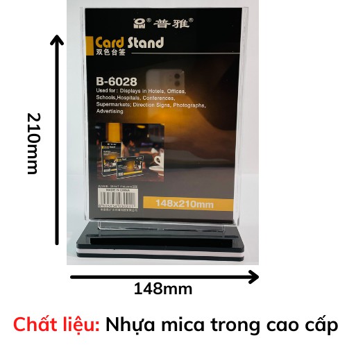 Menu đế ghép 2 mặt mica để bàn A5 dọc B6028