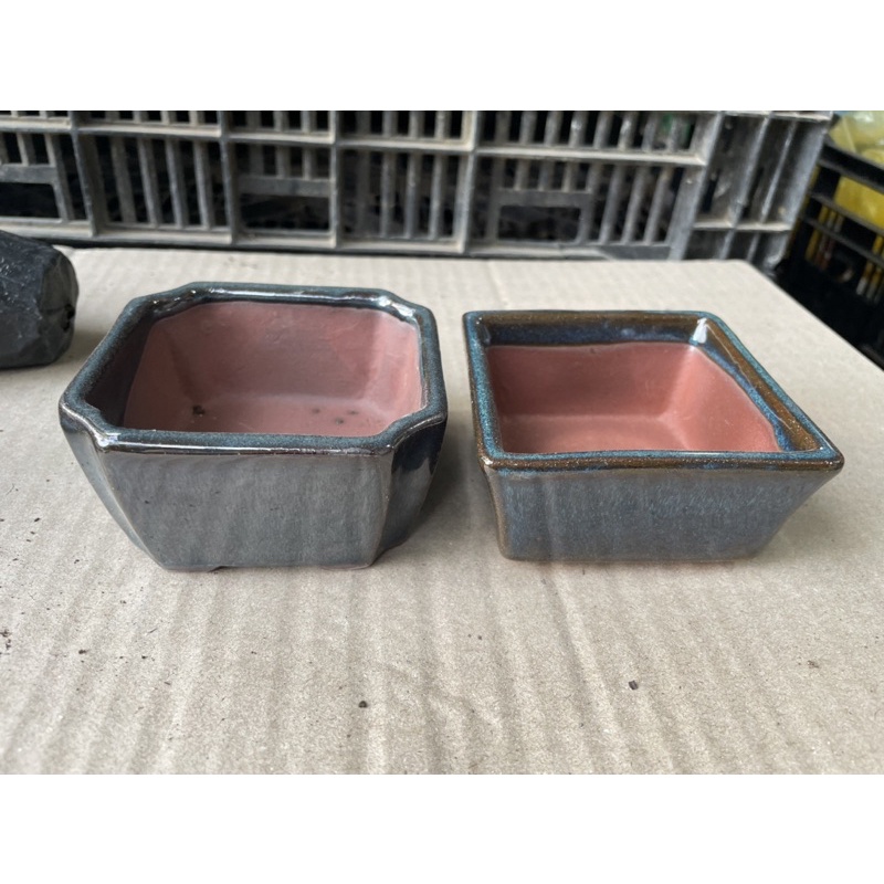 Chậu Gốm Bát Tràng Vuông Vát ( KT 10cmx6cm)- Chậu Trồng Cây Để Bàn, Trồng Sen Đá, Xương Rồng