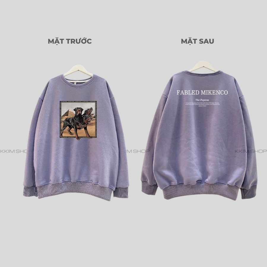 Áo Nỉ SWEATER Chó 3 đầu MIKENCO Ceberus, Áo Nỉ Dài Tay Form Rộng Oversize Unisex Nam Nữ, Chất Nỉ dày dặn cao cấp