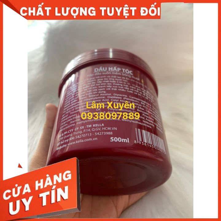 [FREE SHIP] Hấp dầu KEllA suôn mềm 500ml, hấp dầu KELLA đỏ hương thơm sang trọng, cung cấp dưỡn chất tái tạo biểu bì tóc