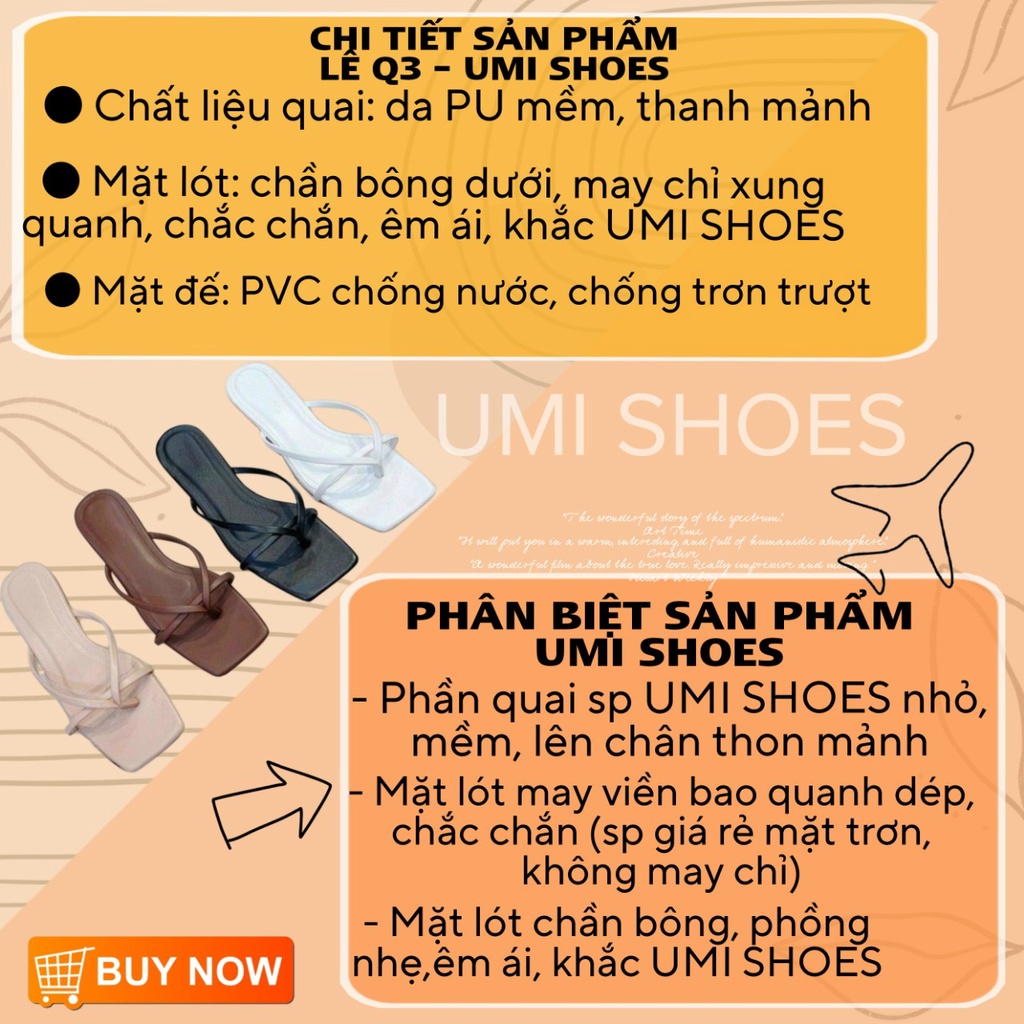 [SẴN - 4 MÀU] Dép lê nữ xỏ ngón kẹp tông đơn giản nhẹ nhàng màu đen/kem/trắng/xanh đế bệt mũi vuông đi mưa đi chơi đẹp