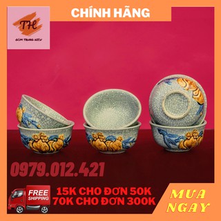 Bộ 6 Bát thờ Bát Tràng men rạn đắp nổi