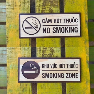 Hcm | bảng gỗ cấm hút thuốc - no smoking luxi decor hcm