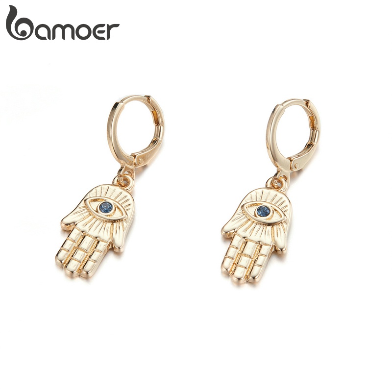 Khuyên tai Bamoer AIE072 hình bàn tay cầu may đính đá bằng hợp kim chống dị ứng sành điệu cho nữ