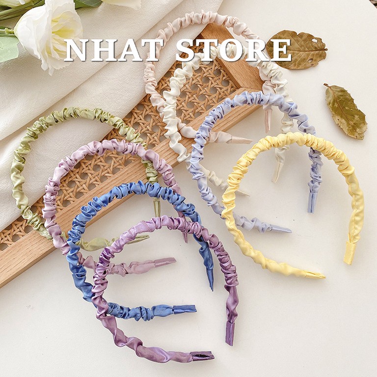 Bờm nhún lụa satin nhiều màu sắc Nhatstore