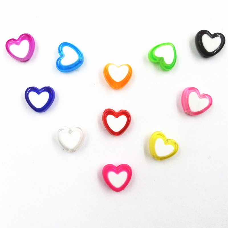 Set 150 hạt nhựa hình trái tim làm trang sức thủ công