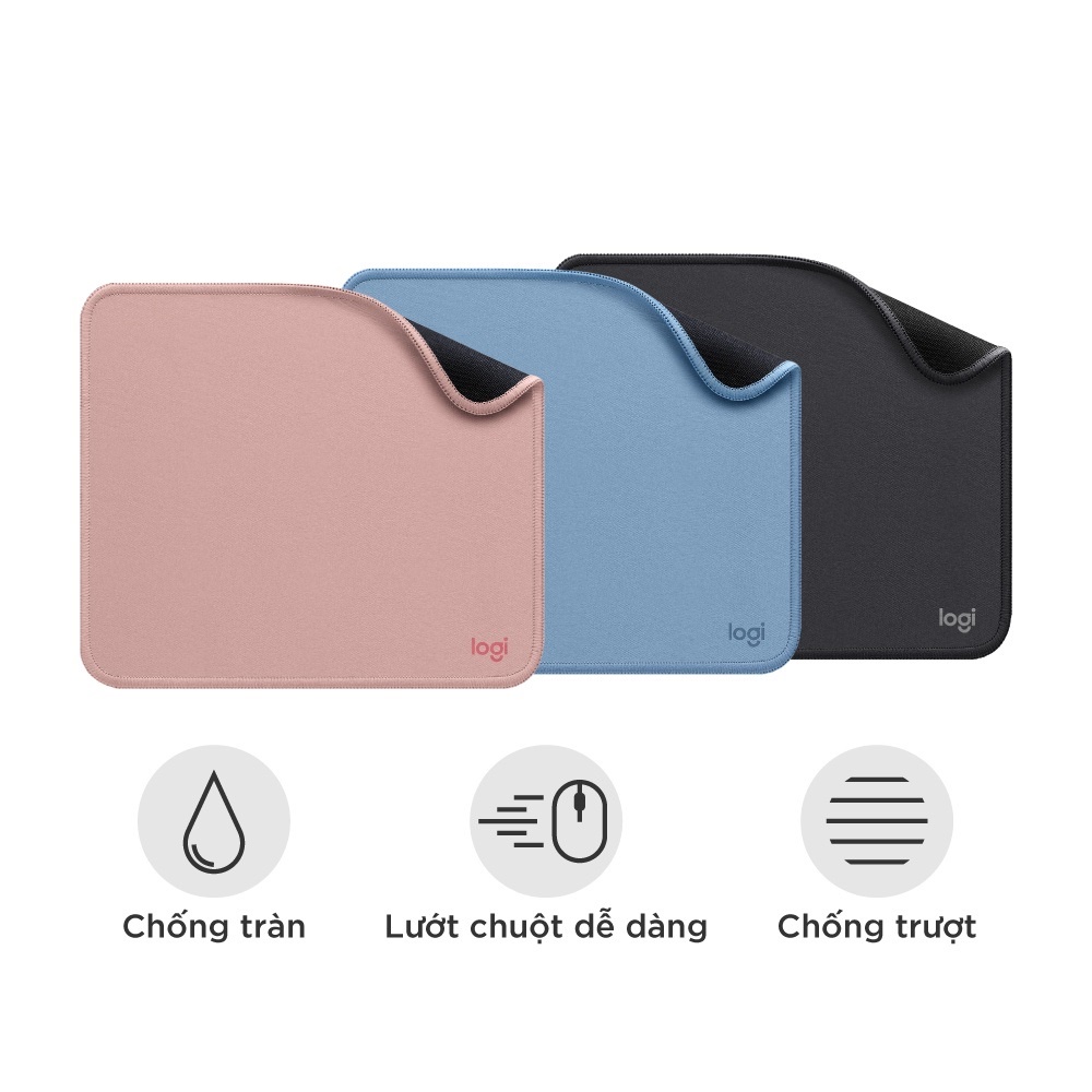 Bàn di chuột Logitech Mousepad Studio Series - Đế cao su chống trượt lướt dễ dàng, bền bỉ, nhỏ gọn