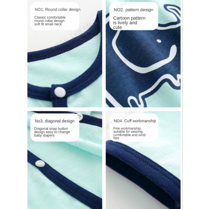 Bộ áo liền quần cotton hoạ tiết hoạt hình dễ thương cho bé yêu