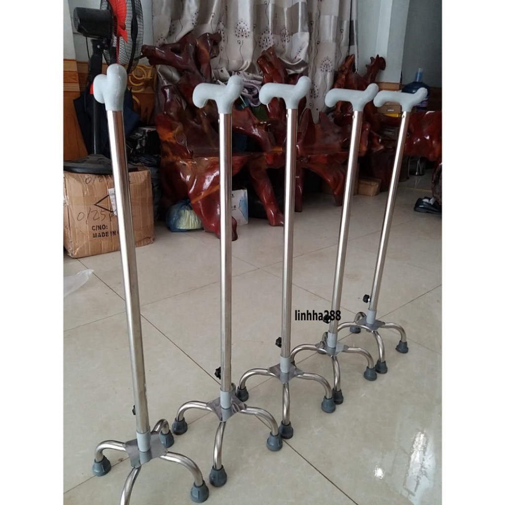 [HÀNG CHUẨN] Gậy chống 4 chân, gậy tập đi 4 chân, Batoong 4 chân cho người già / gậy 4 chân inox/ gậ