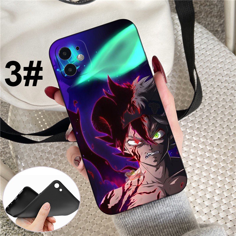 iPhone XR X Xs Max 7 8 6s 6 Plus 7+ 8+ 5 5s SE 2020 Soft Silicone Cover Phone Case Casing GR18 Black Clover Anime