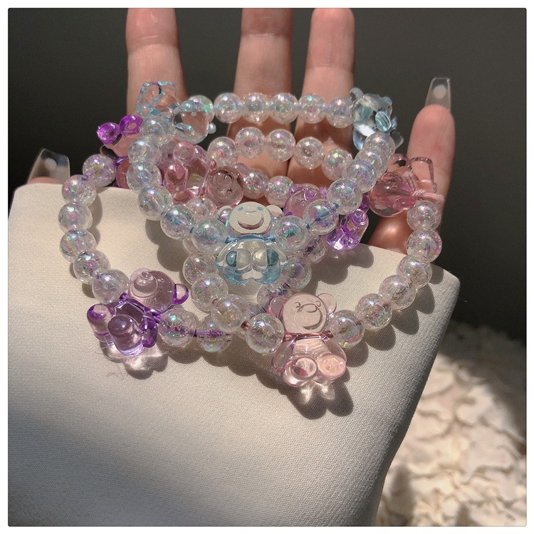 Vòng đeo tay trong suốt hình gấu hoạt hình dễ thương cho nữ