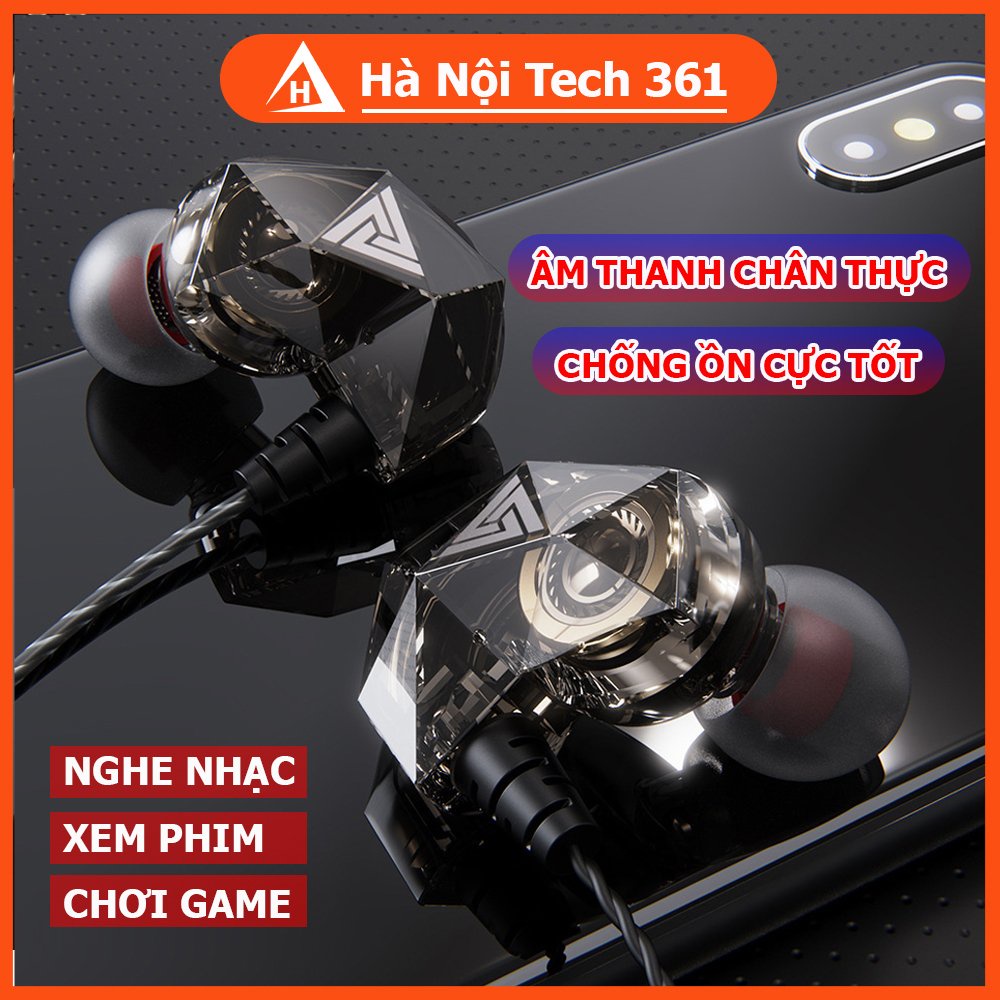 Tai nghe có dây nhét tai gaming chính hãng chống ồn tốt âm thanh HiFi 8D chơi game ngon QKZ- AK2