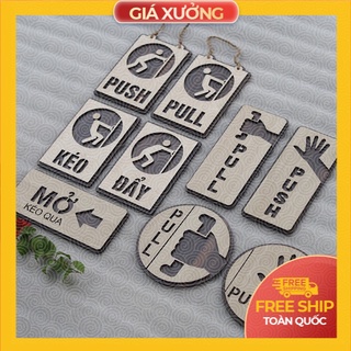 Bảng Decor Gỗ treo cửa Pull-Push Kéo-Đẩy khắc laser 2 lớp