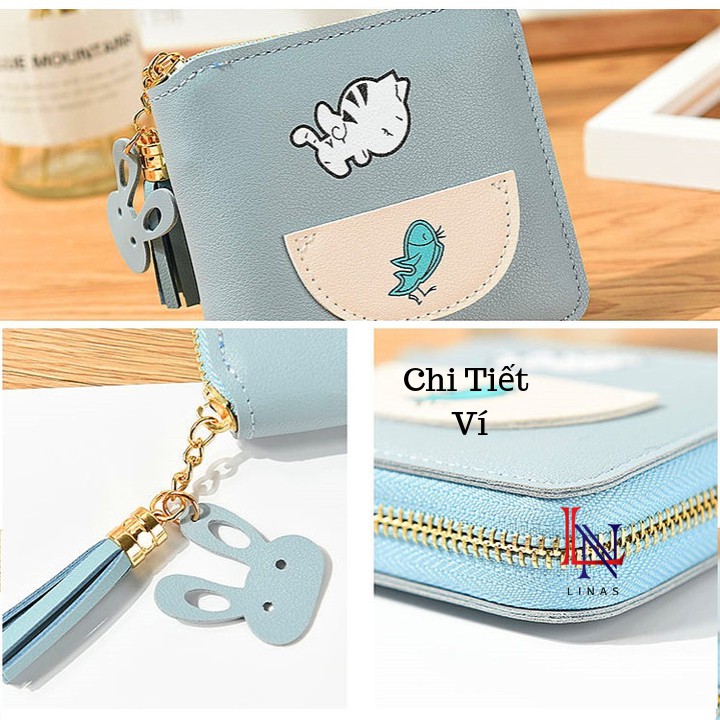 FreeShip Ví nữ mini đẹp, xinh xắn hình mèo và cá MT135 LiNas | BigBuy360 - bigbuy360.vn