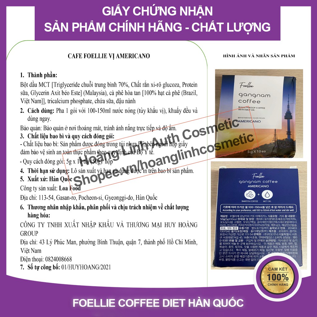 [HƯƠNG AMERICANO] Cafe giảm cân foellie hương vị AMERICANO chứa 30Kcal, mang lại cảm giác no với lượng calo thấp