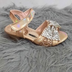 GIÀY SANDAL NƠ ĐÍNH ĐÁ LẤP LÁNH BÉ GÁI CAO 3.5CM