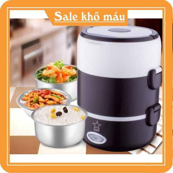 Hộp cơm 3 tầng ủ cơm tự động - Cặp lồng cơm hâm nóng 3 tầng Inox giữ nhệt star rất tiện dụng khi mang đi làm GD531