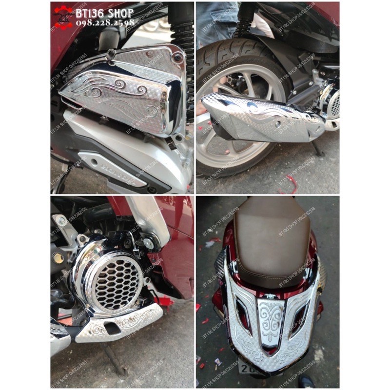 Bộ ốp bảo vệ xe vision 2021, mạ xi crom trắng (Có bán rời)