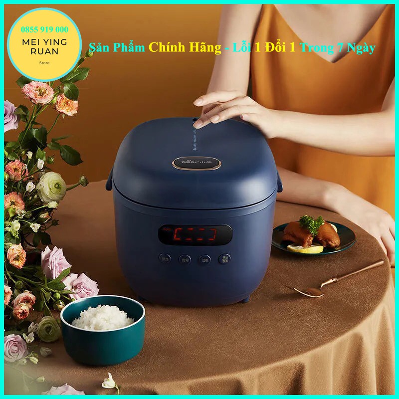 Nồi cơm điện mini đa năng thông minh BEAR 2L nắp gài/ cảm ứng màu xanh cao cấp , bảo hành 12 tháng