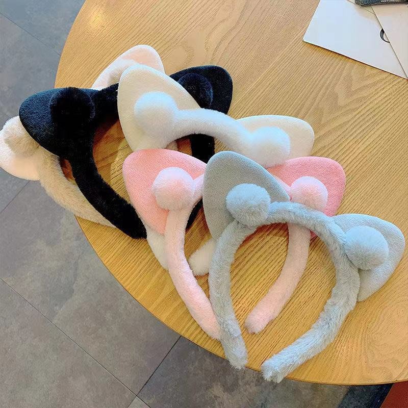 Bờm cài tóc tai mèo cục bông phong cách hàn quốc xinh