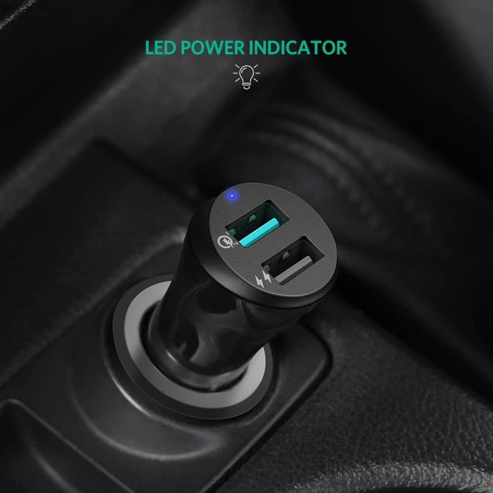 Tẩu sạc 2 cổng trên xe hơi hỗ trợ QC3.0 UGREEN 40309
