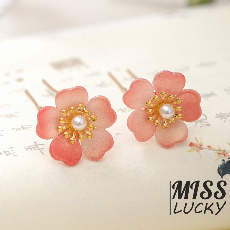 Set 2 Cài Tóc Hình Hoa Đính Ngọc Trai Xinh Xắn Cho Cô Dâu