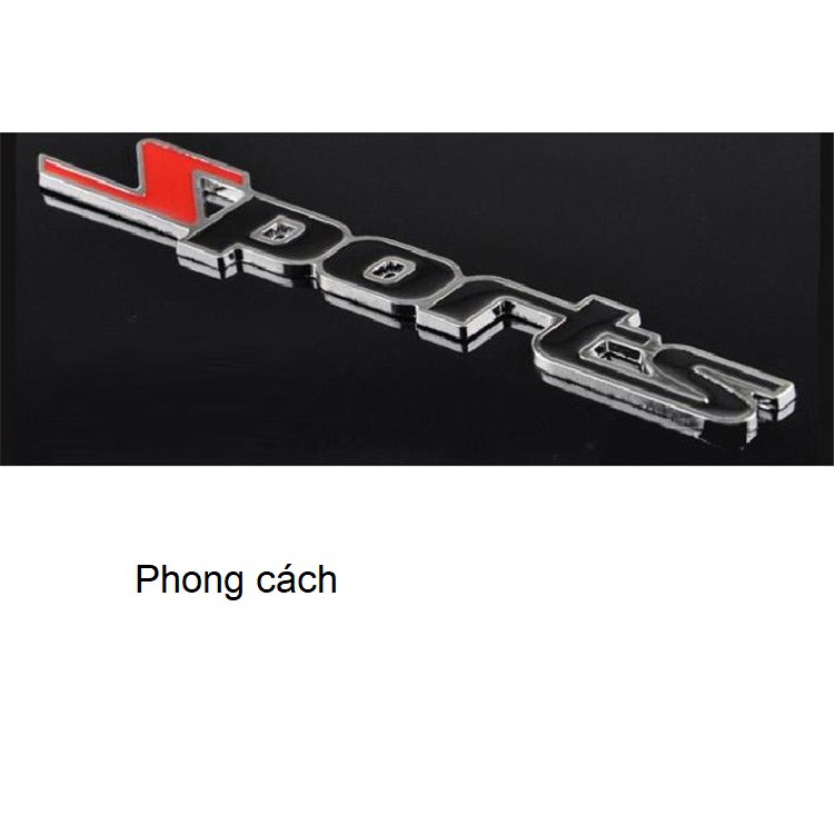 Logo nổi chữ SPORT kim loại trang trí ô tô xe máy phong cách