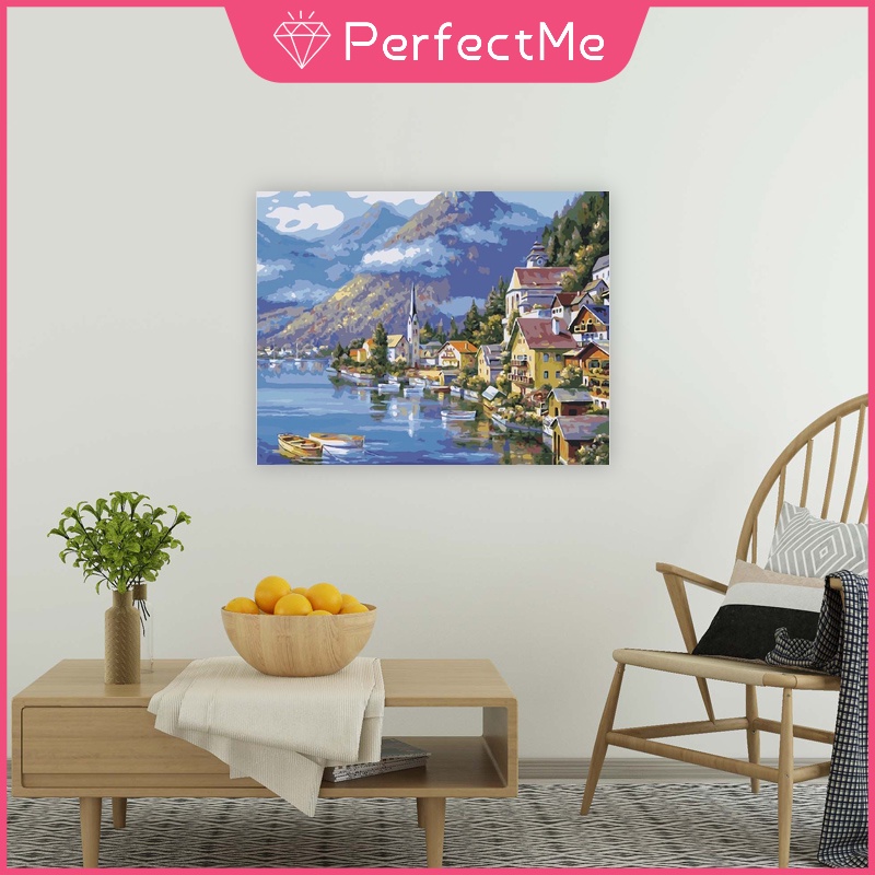 Bộ tranh sơn dầu 40x50cm tự làm họa tiết phong cảnh cảng và con thuyền độc đáo