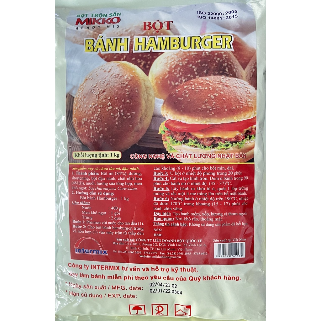 BỘT BÁNH HAMBURGER 1KG MIKKO HƯƠNG XƯA