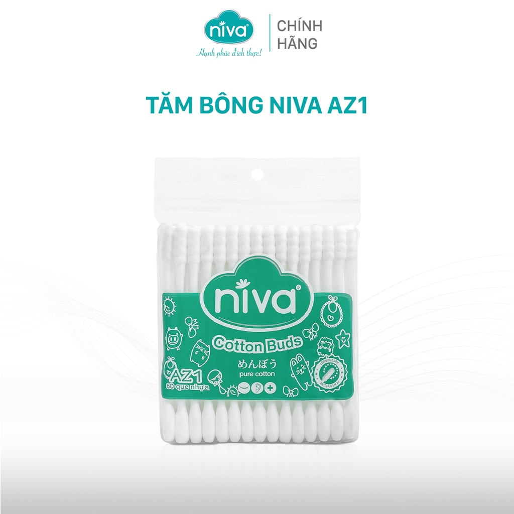 Tăm Bông NIVA Dành Cho Người Lớn Túi Zipper 60 Que Nhựa Az1
