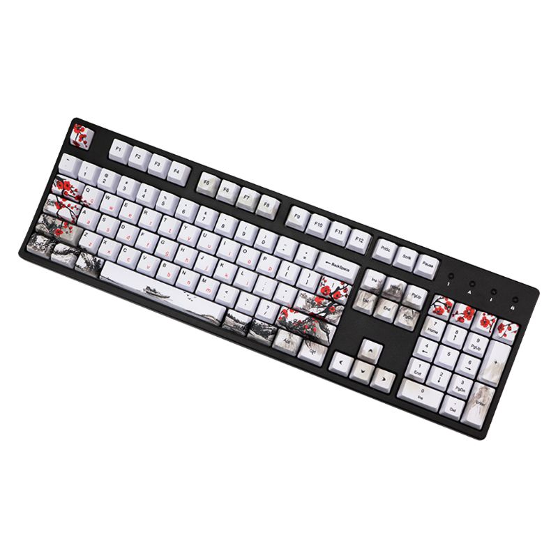 zzz* 5 Sides Dye-Sublimation 108 Keys PBT OEM Profile Keycap Wangjiang Plum Blossom