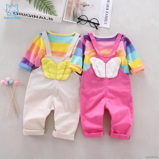 Set áo kẻ sọc + quần yếm dễ thương cho bé gái