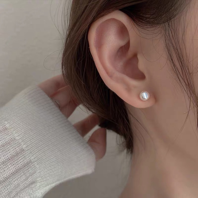 1 Đôi Bông Tai Ngọc Trai Giả Màu Bạc Tinh Tế Thời Trang Dành Cho Nữ