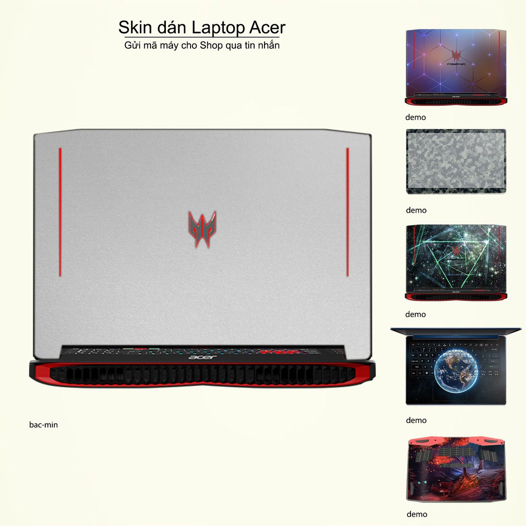 Skin dán Laptop Acer in màu bạc mịn (inbox mã máy cho Shop)