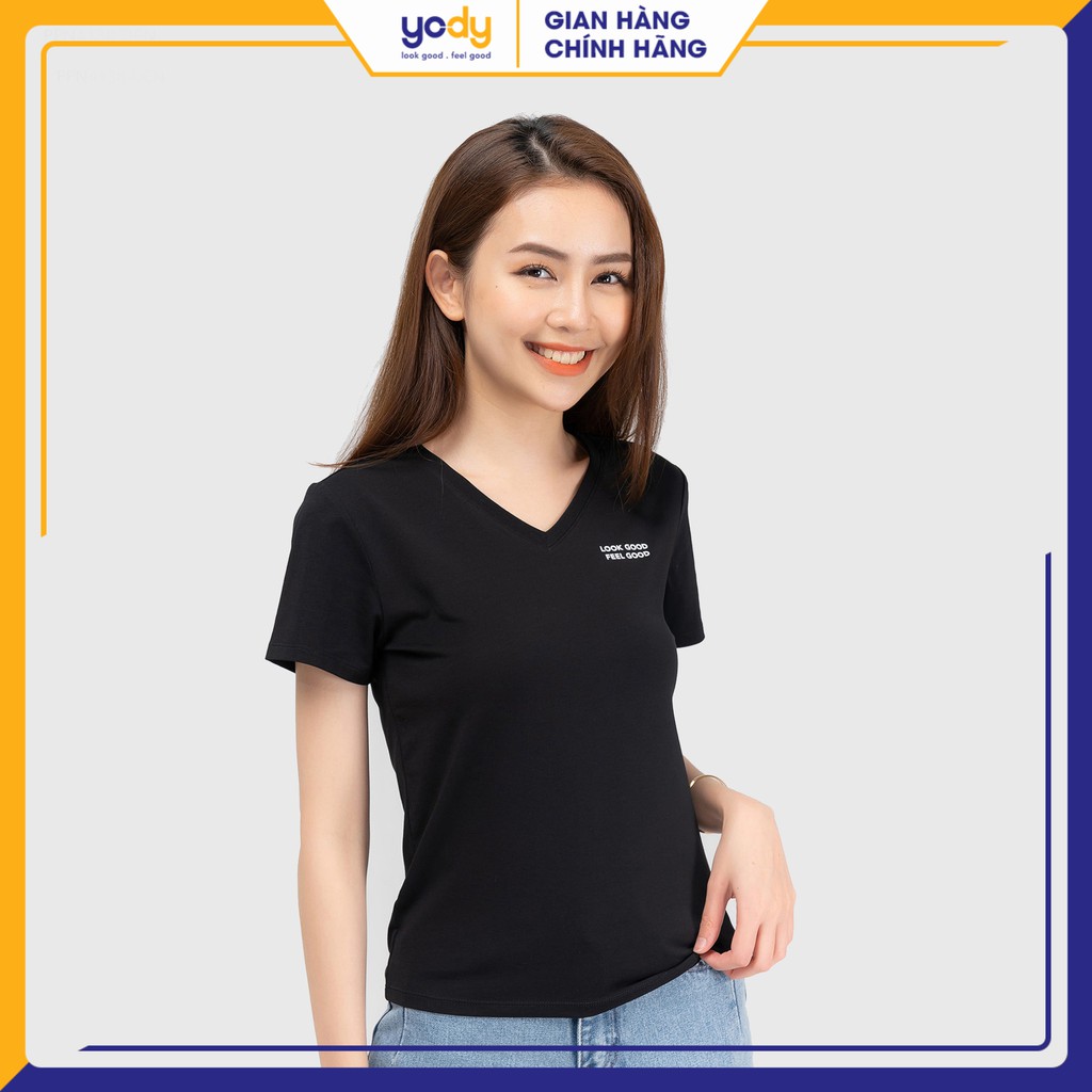 Áo phông nữ Yody cổ tim trẻ trung, tay ngắn chất thun mềm mịn thoáng mát PPN4138