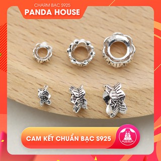 Charm bạc s925 chặn hạt họa tiết hoa sen 2 đầu - Panda House