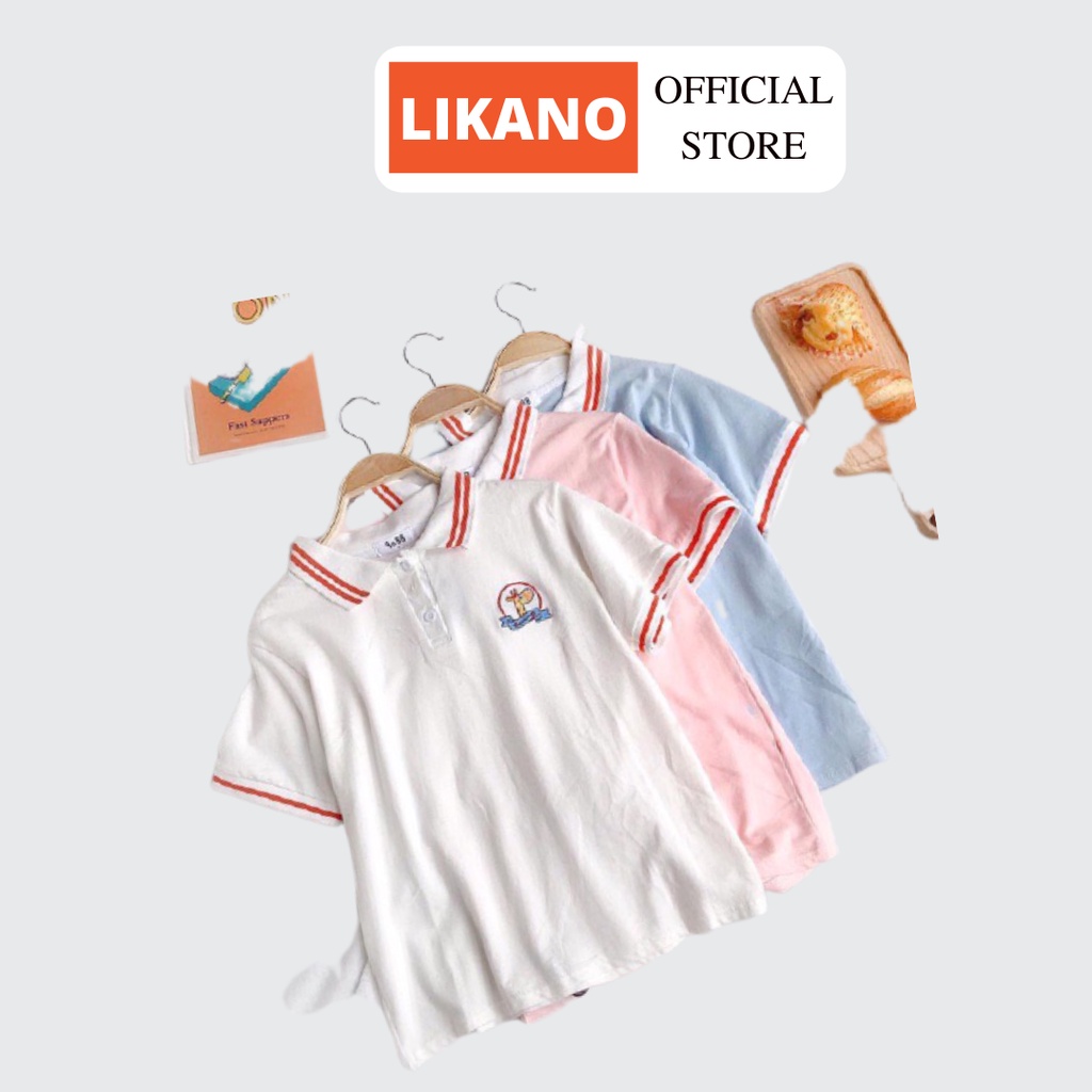(Xả sốc lẻ màu) Áo polo viền thêu hình con hươu chất xịn LIKANO AT02