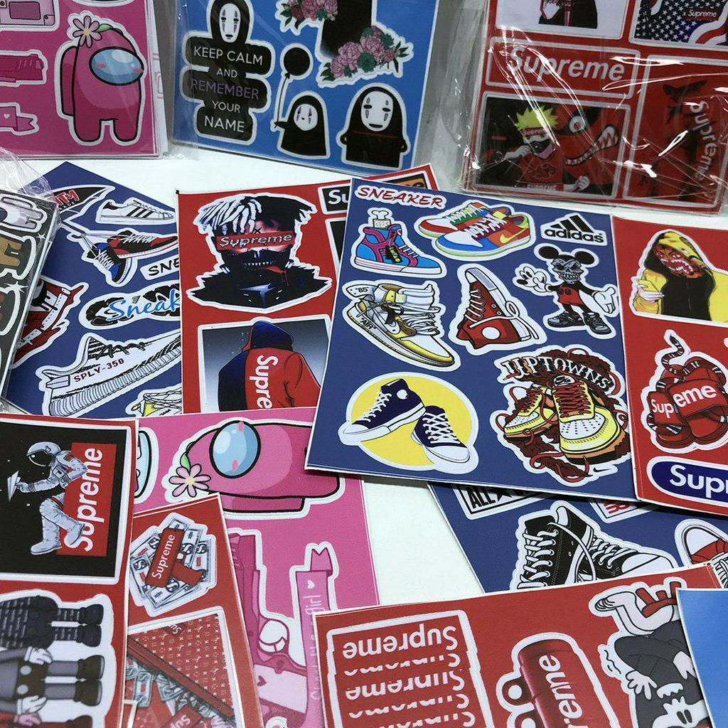 sticker in lụa sắc nét dán hoạt hình nhiều mẫu chống nước sticker dán mũ bảo hiểm vali laptop cực hot mẫu mới nhất 2021