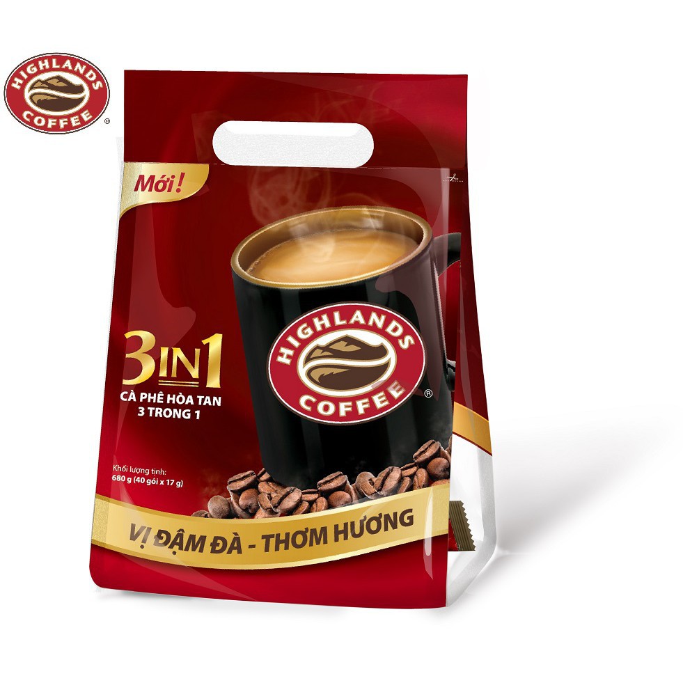 [Mã GROSALE giảm 10% đơn 150K] Cà phê hòa tan Highlands Coffee 3in1 bịch 50 gói x17g