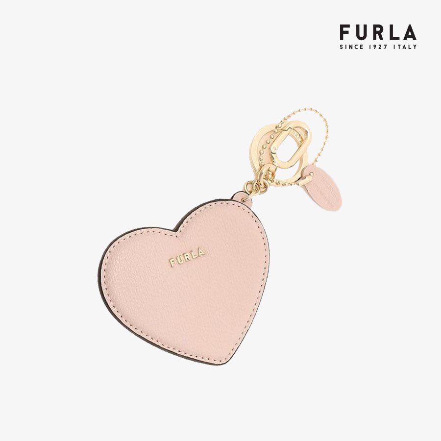 [Mã FAPREBAU3 giảm 300k đơn 2 triệu] Móc Khóa Nữ FURLA Lovely Keyring Heart With Mirror Vitello Milos