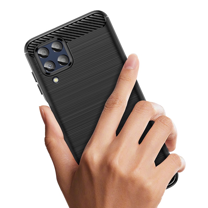 Ốp điện thoại mềm họa tiết sợi Carbon màu đen cho Samsung Galaxy M33 M53 M52 M23 A73 A03 A33 A53 A52 A52S A13 5G