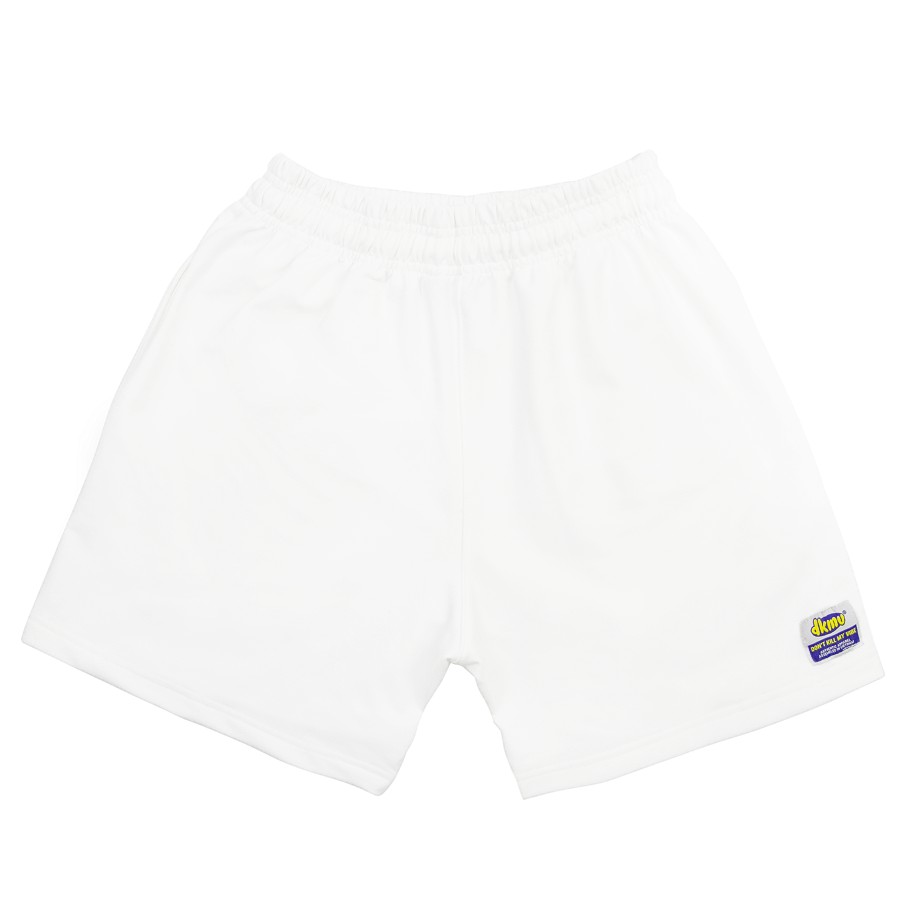 Quần short thun nữ Don't Kill My Vibe màu trắng, dáng ống suông | White Strap Basic Short