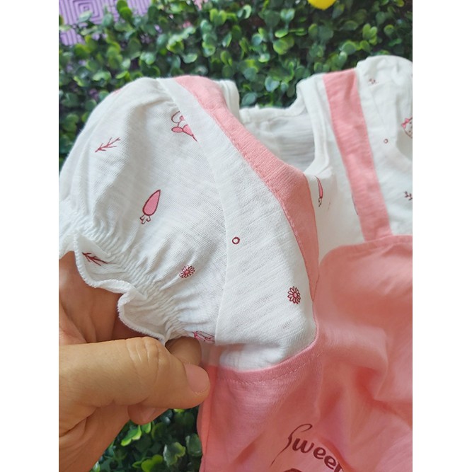 (6-&gt;9 tháng) Váy đầm bé gái dạng yếm Dokma chất Organic cotton USA siêu thoáng mát (DB463)