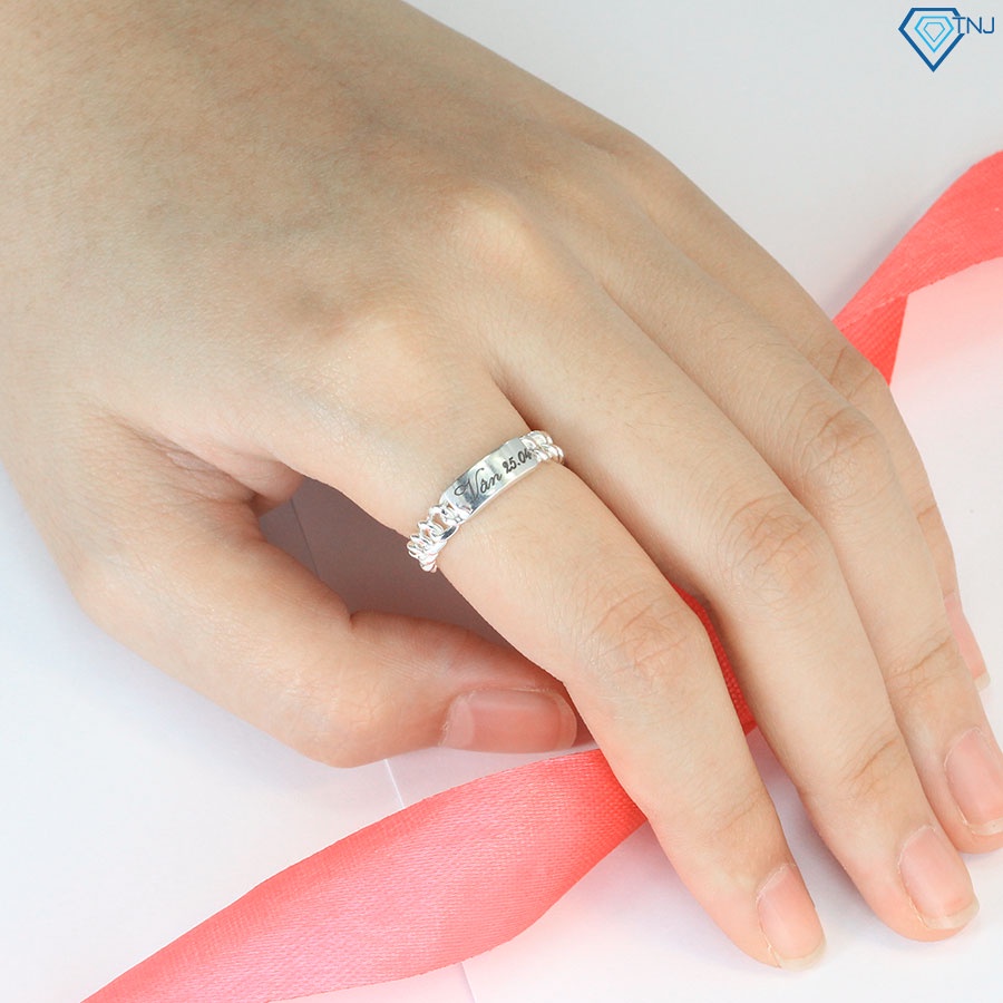 Nhẫn nữ bạc trơn khắc tên đẹp giá rẻ NN0326 Trang Sức TNJ