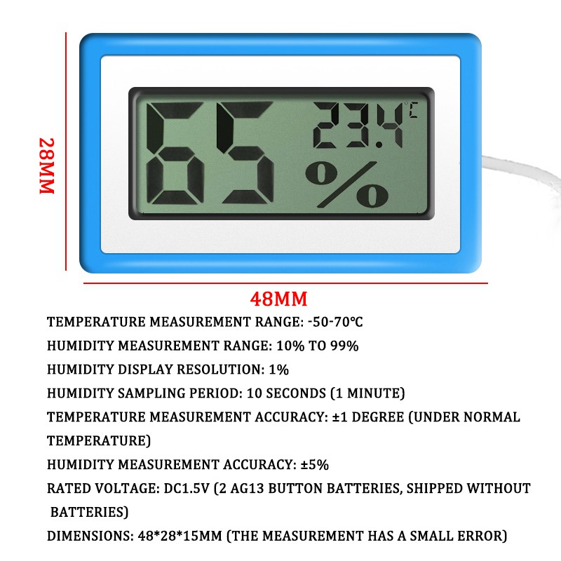 LCD kỹ thuật số Mini trong nhà Cảm biến nhiệt độ điện tử Độ ẩm Máy đo nhiệt kế Máy đo độ ẩm VKS-12